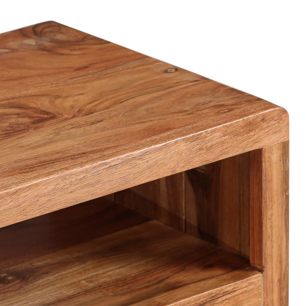 TV Cabinet Solid Acacia Wood with Carved Doors 117x30x40 cm - OLBRIT