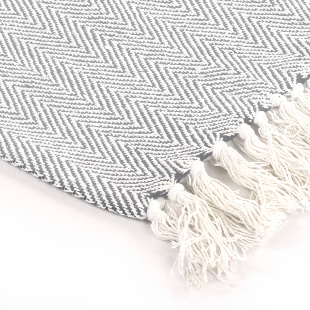 Throw Cotton Herringbone 125x150 cm Grey - OLBRIT