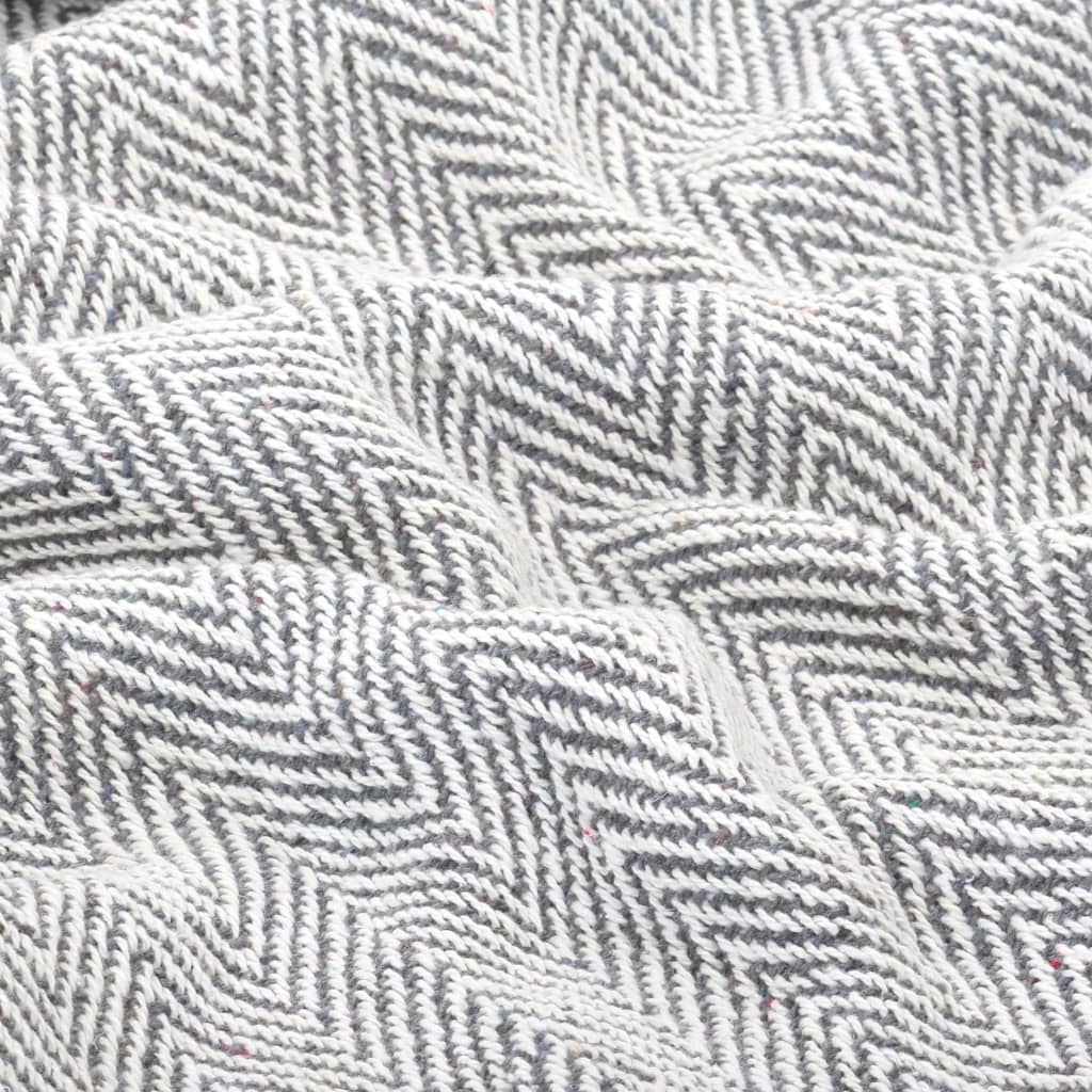 Throw Cotton Herringbone 125x150 cm Grey - OLBRIT