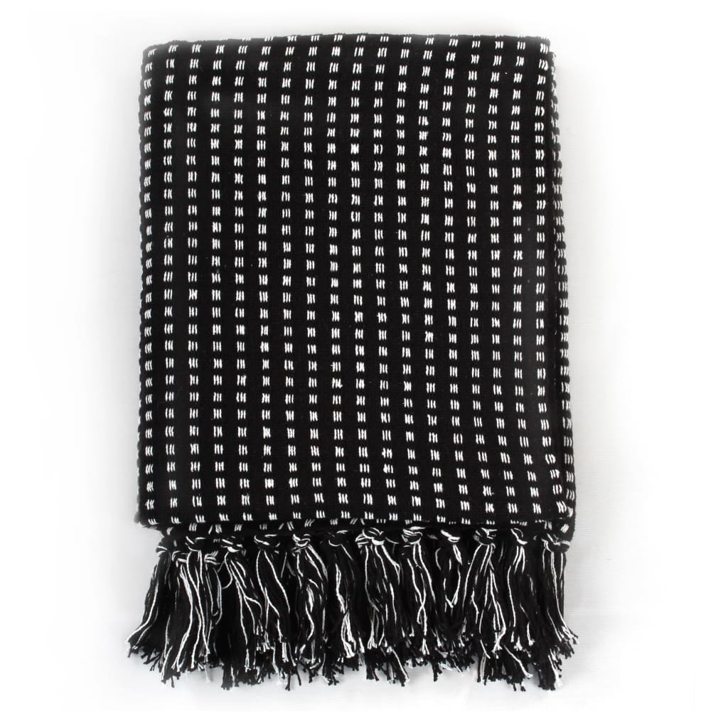 Throw Cotton Squares 125x150 cm Black - OLBRIT