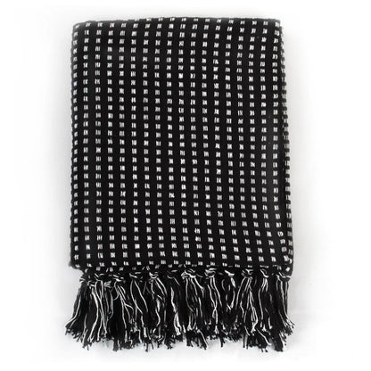 Throw Cotton Squares 125x150 cm Black - OLBRIT