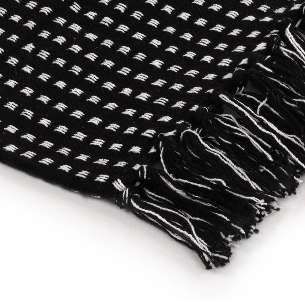 Throw Cotton Squares 125x150 cm Black - OLBRIT