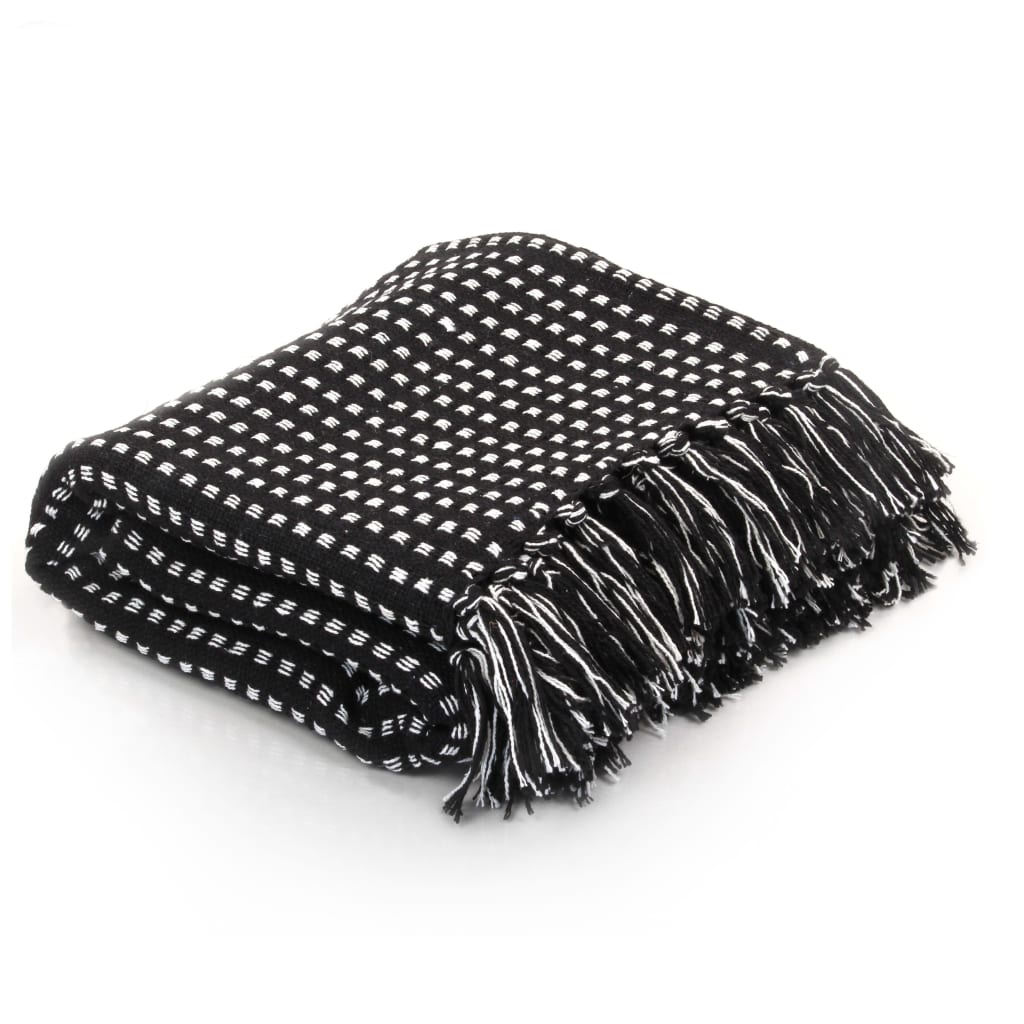 Throw Cotton Squares 160x210 cm Black - OLBRIT