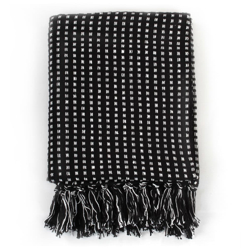 Throw Cotton Squares 160x210 cm Black - OLBRIT