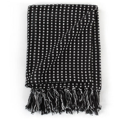 Throw Cotton Squares 160x210 cm Black - OLBRIT