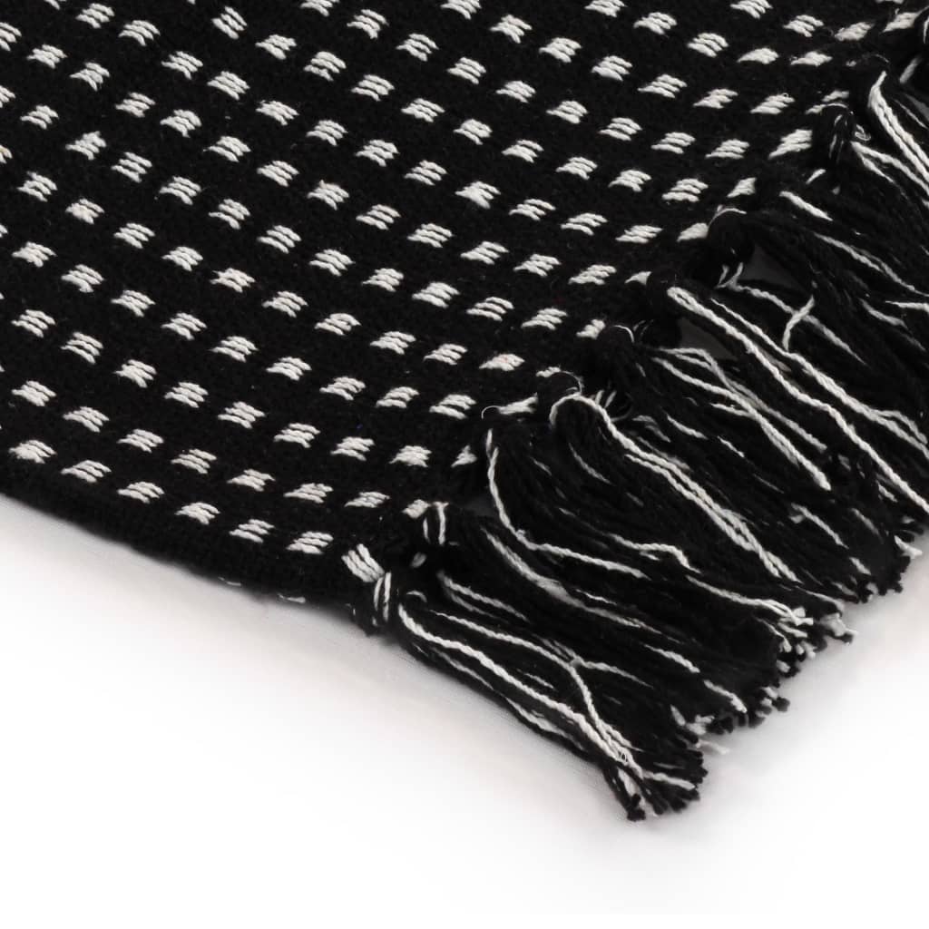 Throw Cotton Squares 160x210 cm Black - OLBRIT