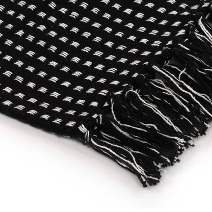 Throw Cotton Squares 160x210 cm Black - OLBRIT