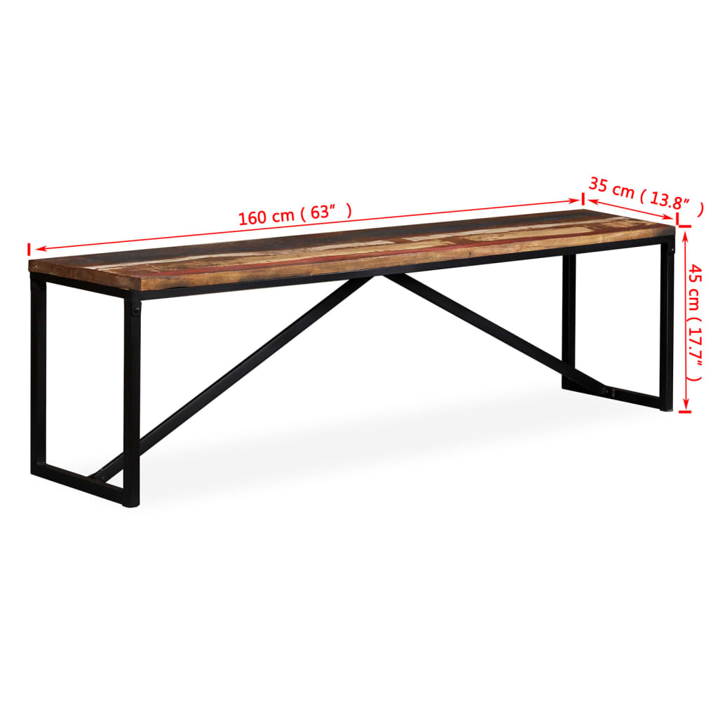 Bench Solid Reclaimed Wood 160x35x45 cm - OLBRIT