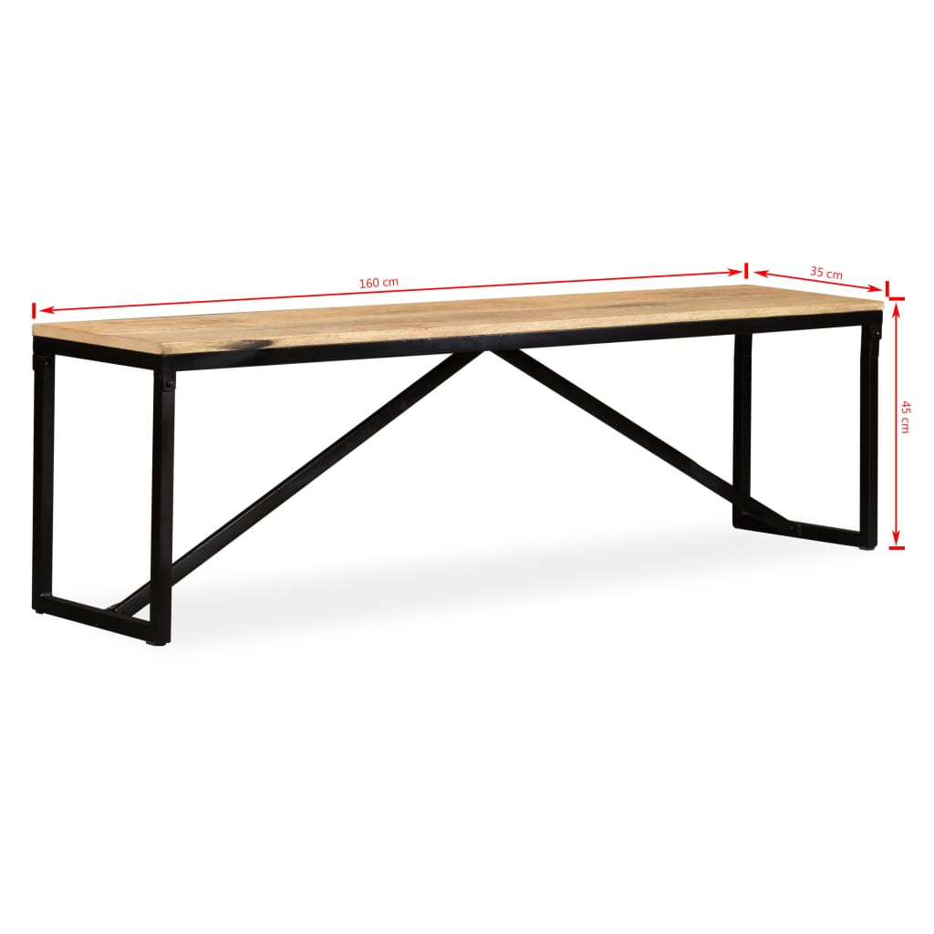 Bench Solid Mango Wood 160x35x45 cm - OLBRIT