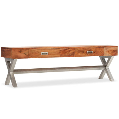 TV Cabinet with Drawers Solid Acacia Wood Sheesham Finish 140cm - OLBRIT
