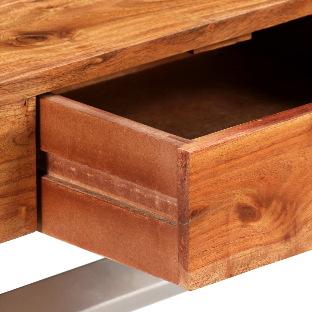 TV Cabinet with Drawers Solid Acacia Wood Sheesham Finish 140cm - OLBRIT
