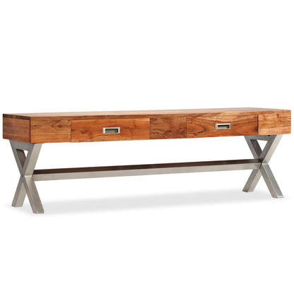 TV Cabinet with Drawers Solid Acacia Wood Sheesham Finish 140cm - OLBRIT