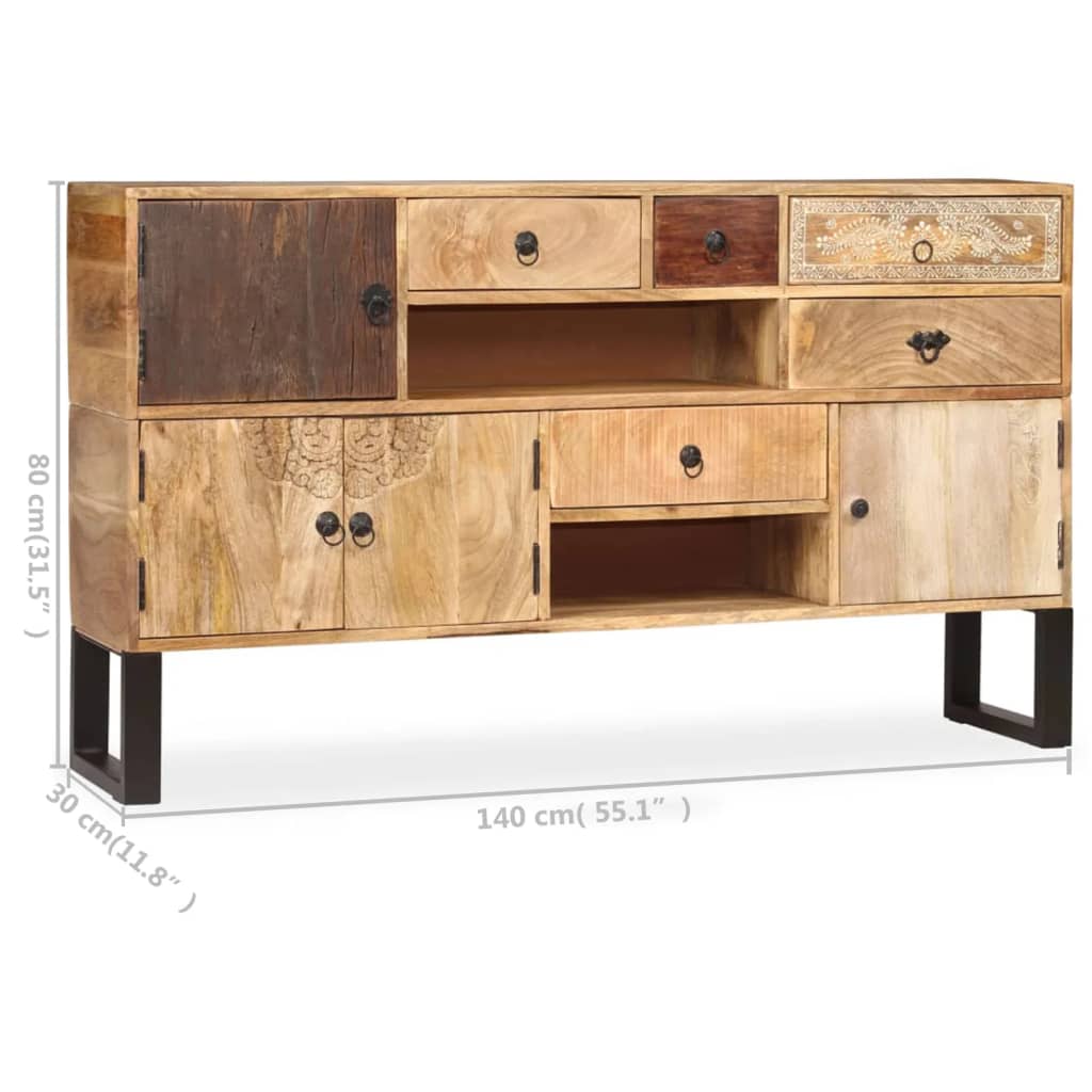 Sideboard Solid Mango Wood 140x30x80 cm - OLBRIT