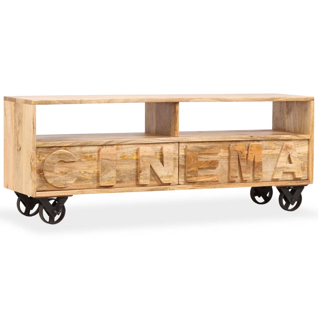 TV Cabinet Solid Mango Wood 120x30x48 cm - OLBRIT