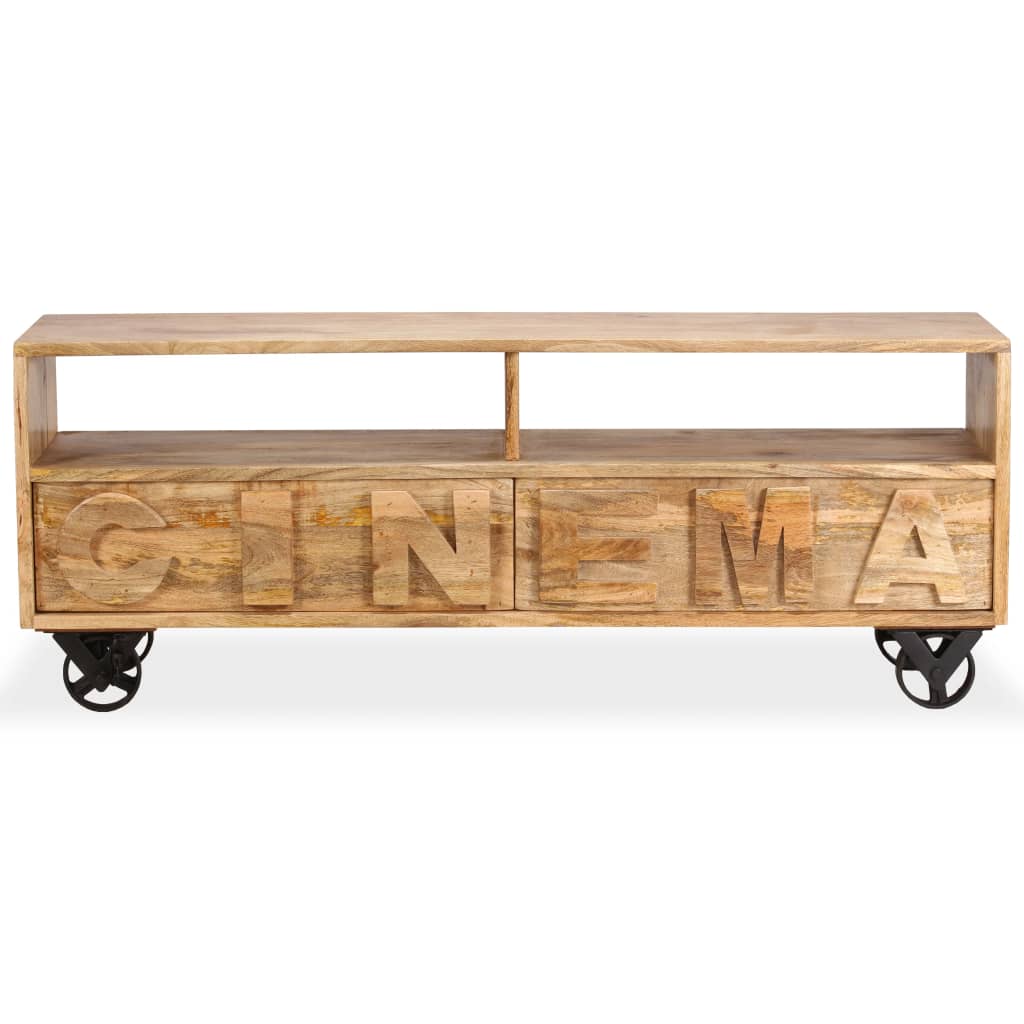 TV Cabinet Solid Mango Wood 120x30x48 cm - OLBRIT