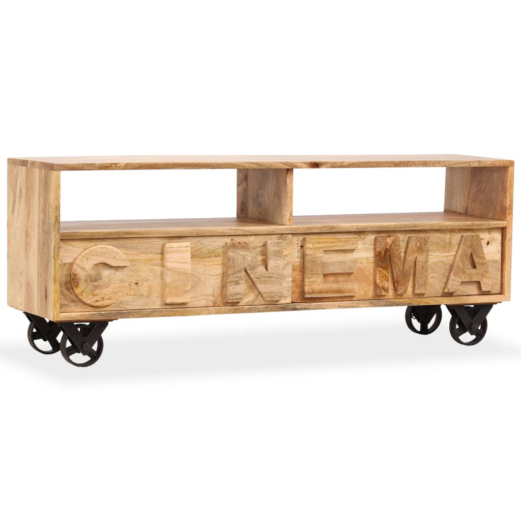 TV Cabinet Solid Mango Wood 120x30x48 cm - OLBRIT
