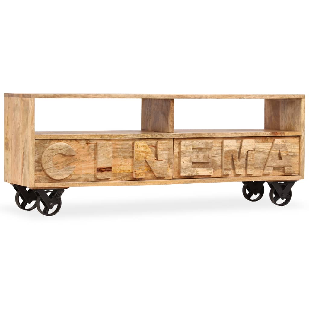 TV Cabinet Solid Mango Wood 120x30x48 cm - OLBRIT