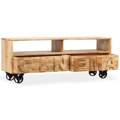 TV Cabinet Solid Mango Wood 120x30x48 cm - OLBRIT