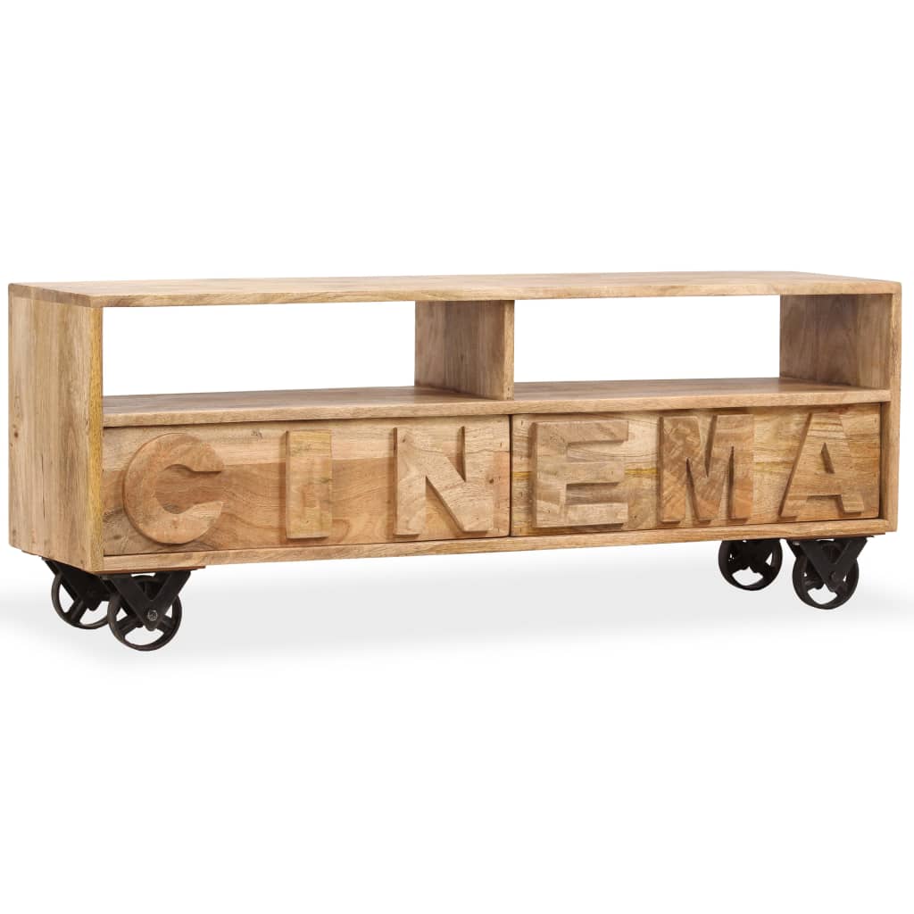 TV Cabinet Solid Mango Wood 120x30x48 cm - OLBRIT