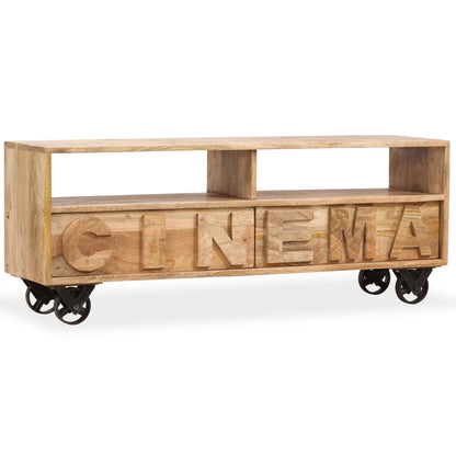 TV Cabinet Solid Mango Wood 120x30x48 cm - OLBRIT