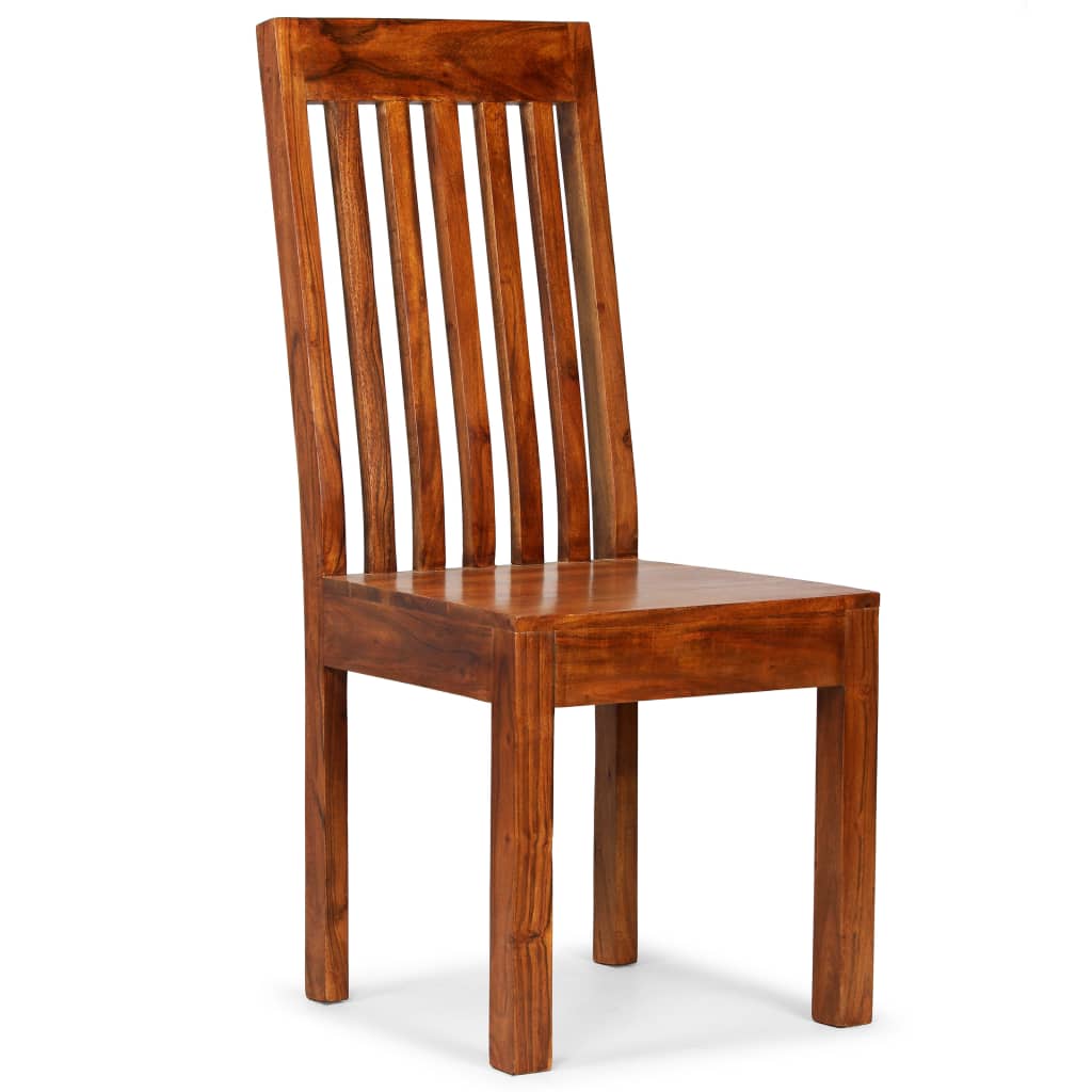 vidaXL Dining Chairs 2 pcs Solid Wood with Honey Finish Modern - OLBRIT