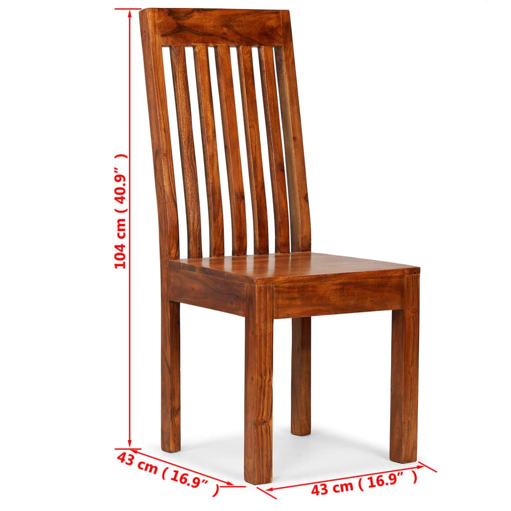 vidaXL Dining Chairs 2 pcs Solid Wood with Honey Finish Modern - OLBRIT
