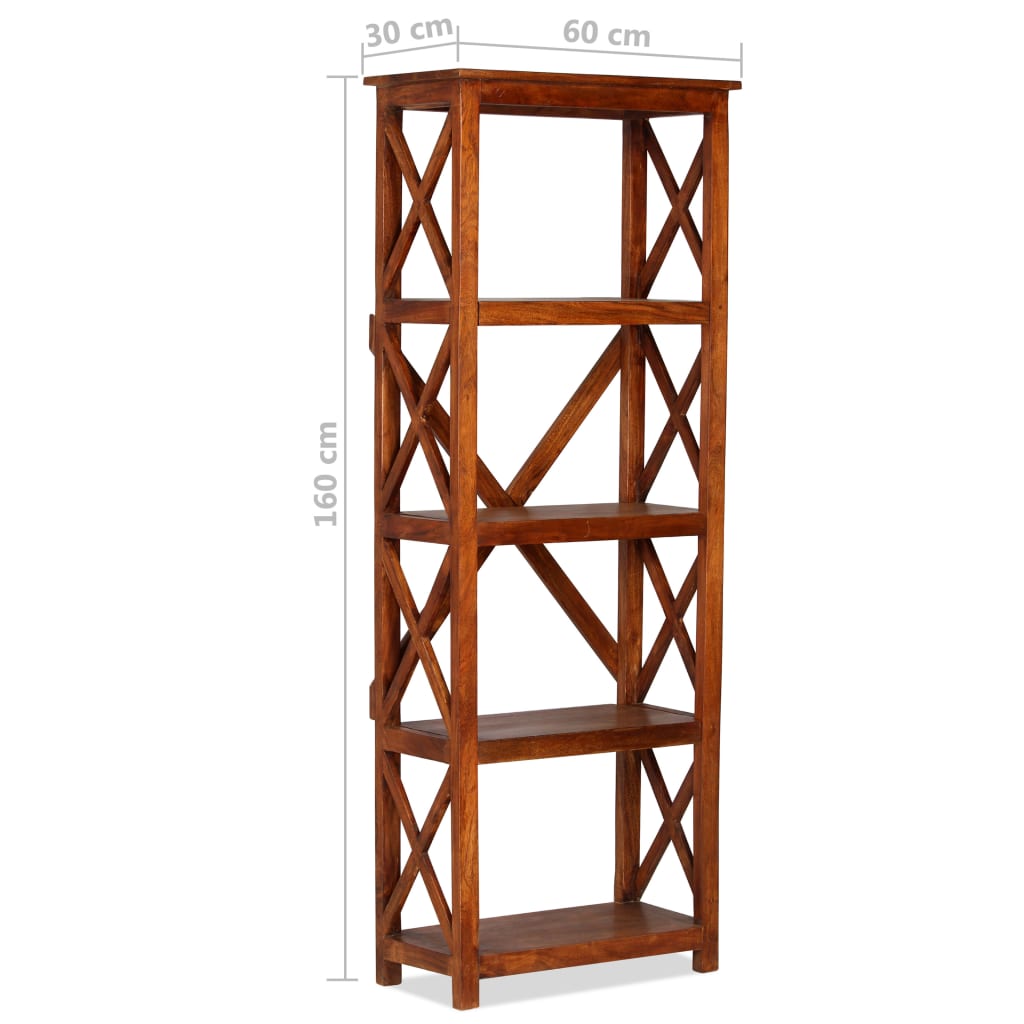 Bookshelf Solid Acacia Wood Honey Finish 60x30x160 cm - OLBRIT