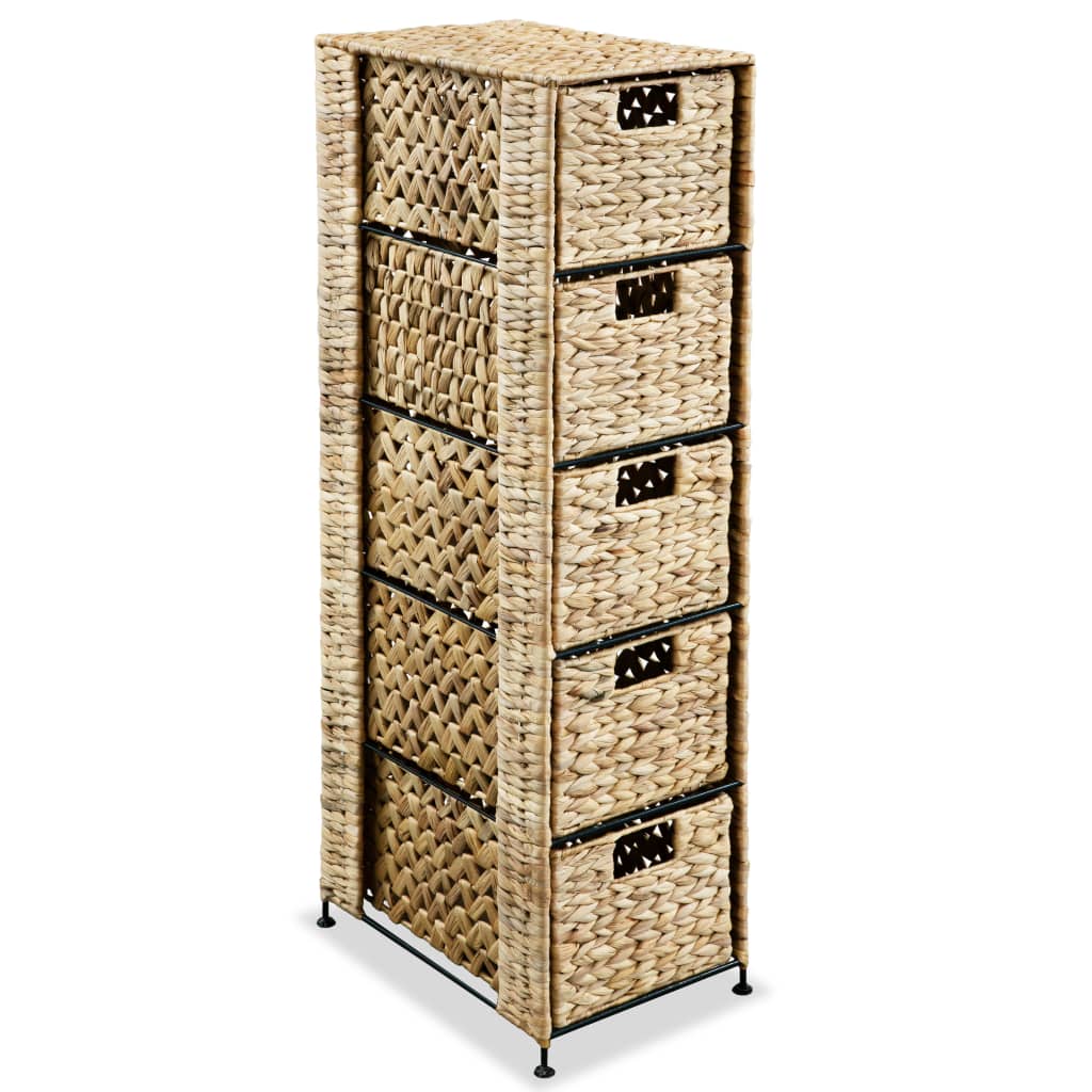 Storage Unit with 5 Baskets 25.5x37x100 cm Water Hyacinth - OLBRIT