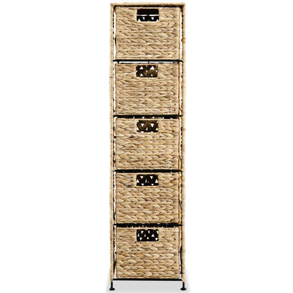 Storage Unit with 5 Baskets 25.5x37x100 cm Water Hyacinth - OLBRIT