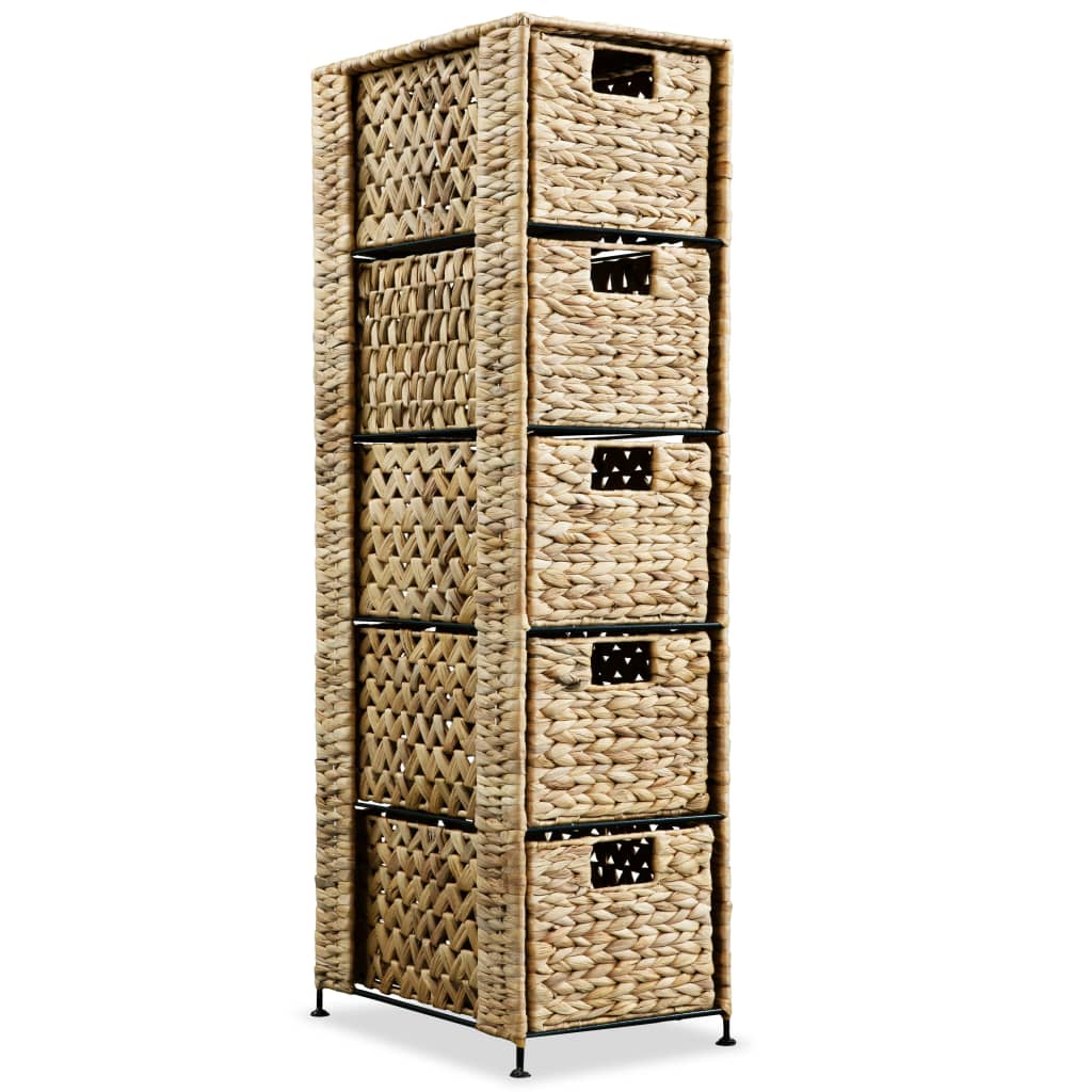 Storage Unit with 5 Baskets 25.5x37x100 cm Water Hyacinth - OLBRIT