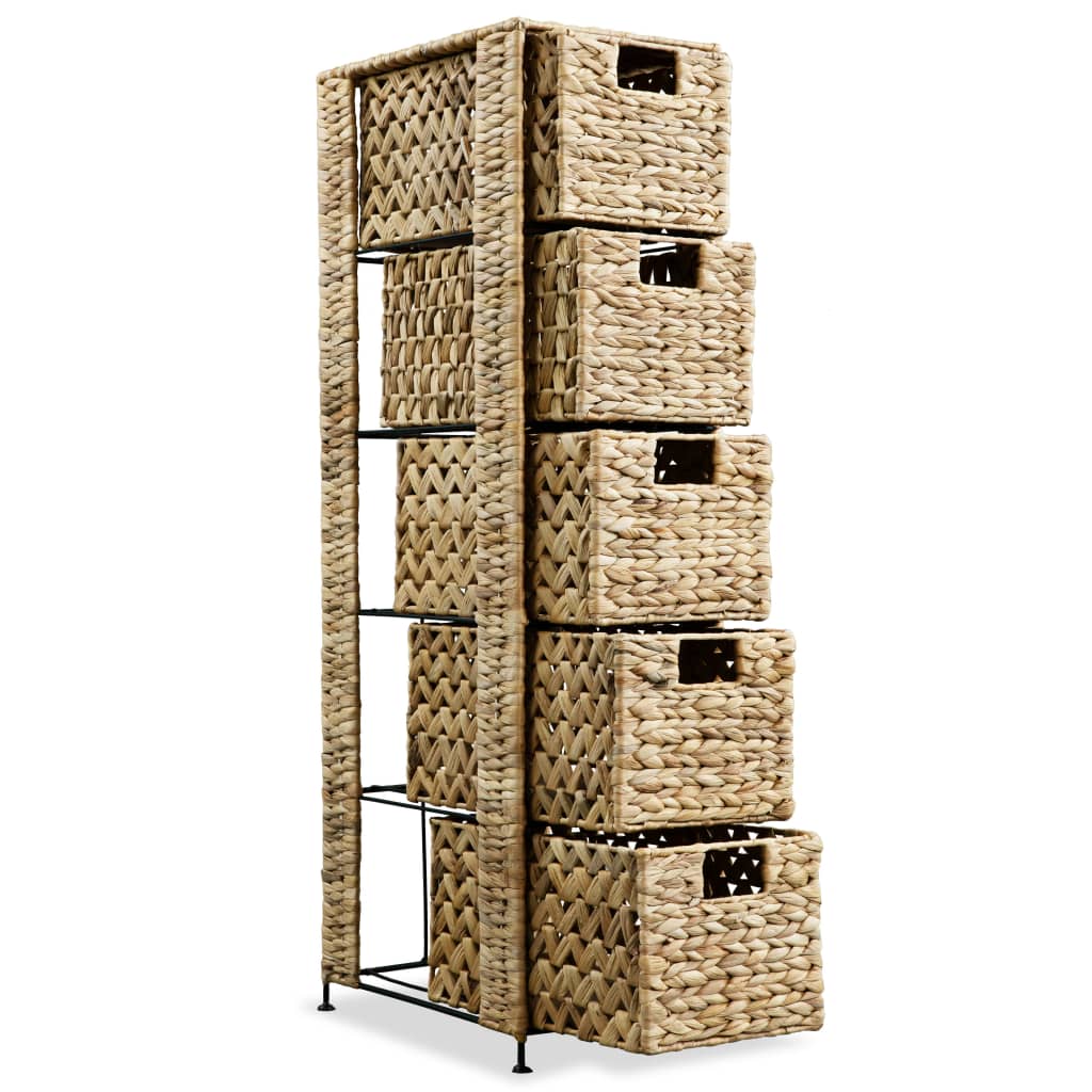 Storage Unit with 5 Baskets 25.5x37x100 cm Water Hyacinth - OLBRIT