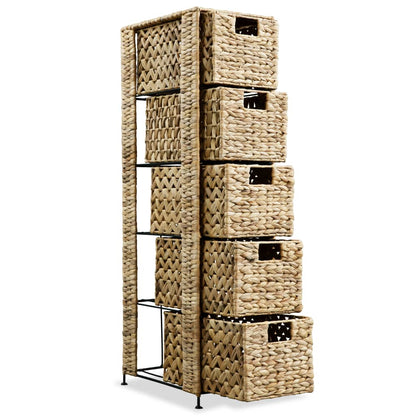 Storage Unit with 5 Baskets 25.5x37x100 cm Water Hyacinth - OLBRIT