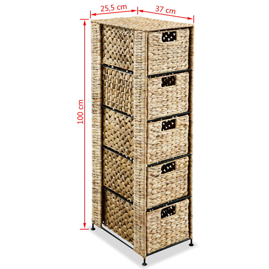 Storage Unit with 5 Baskets 25.5x37x100 cm Water Hyacinth - OLBRIT