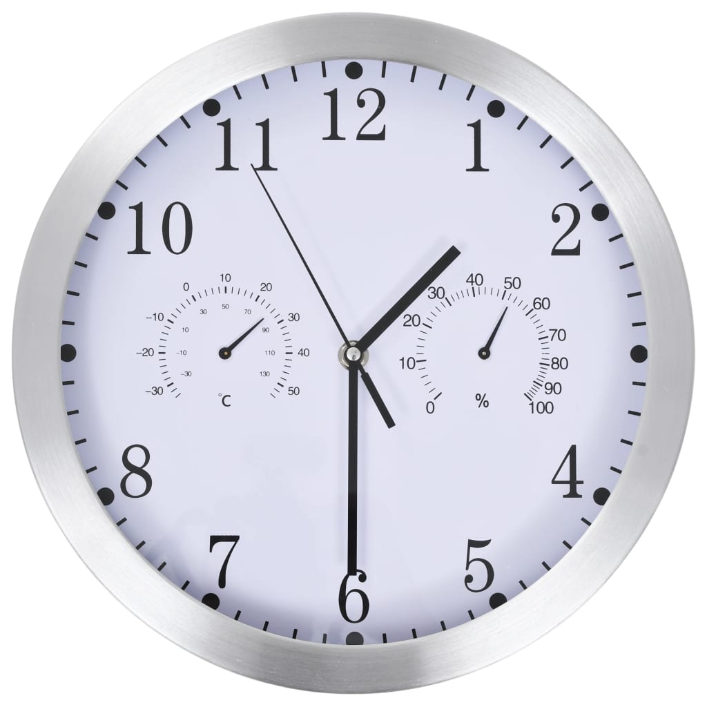 Wall Clock with Quartz Movement Hygrometer Thermometer White - OLBRIT