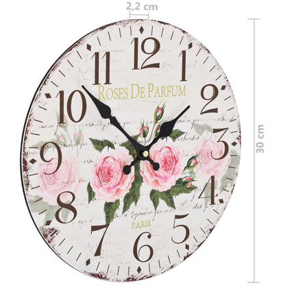 Vintage Wall Clock Flower 30 cm - OLBRIT