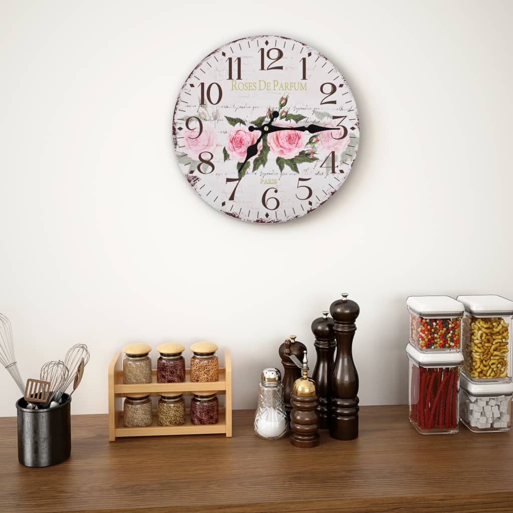 Vintage Wall Clock Flower 30 cm - OLBRIT