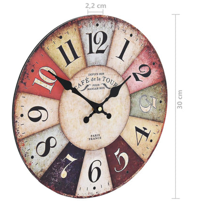 Vintage Wall Clock Colourful 30 cm - OLBRIT