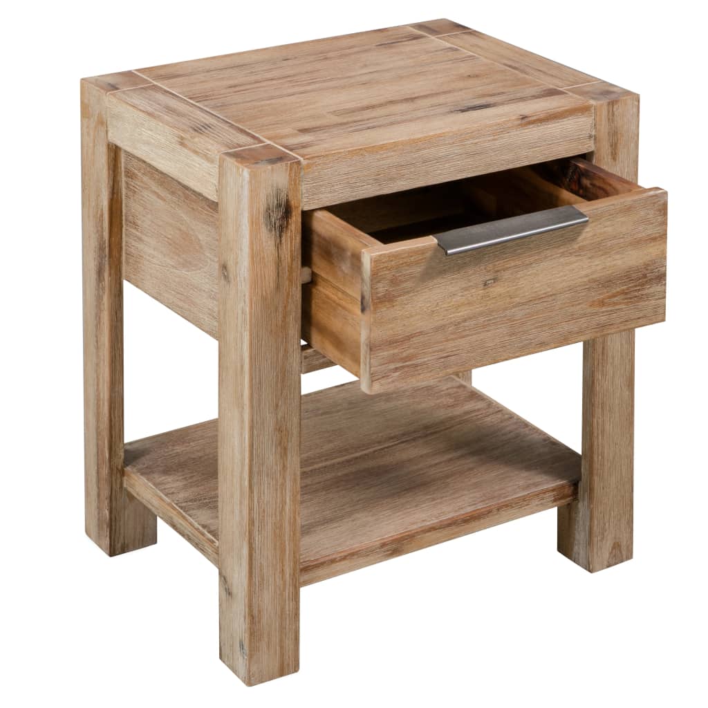 Nightstand with Drawer 40x30x48 cm Solid Acacia Wood - OLBRIT