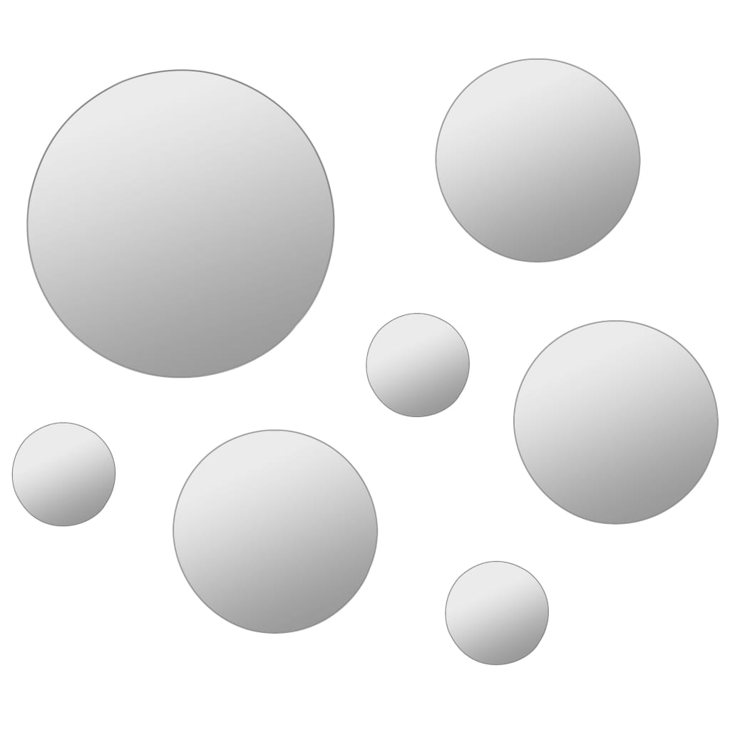7 Piece Wall Mirror Set Round Glass - OLBRIT
