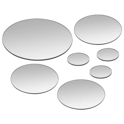 7 Piece Wall Mirror Set Round Glass - OLBRIT