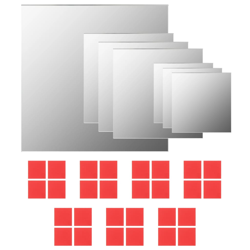 7 Piece Wall Mirror Set Square Glass - OLBRIT