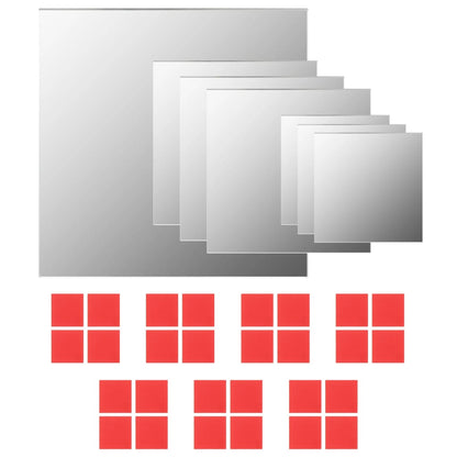 7 Piece Wall Mirror Set Square Glass - OLBRIT