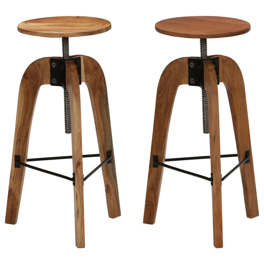 Bar Chairs 2 pcs Solid Acacia Wood - OLBRIT