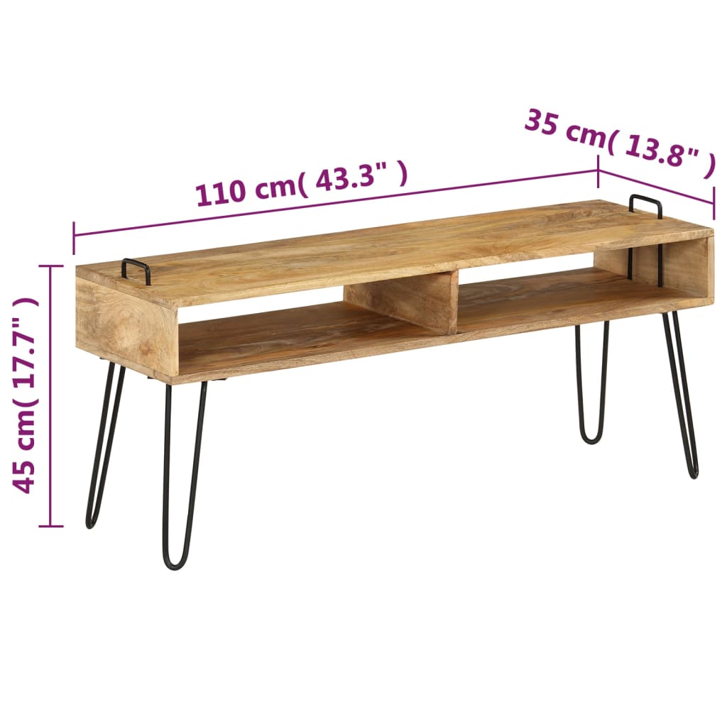 TV Stand Solid Mango Wood 110x35x45 cm - OLBRIT