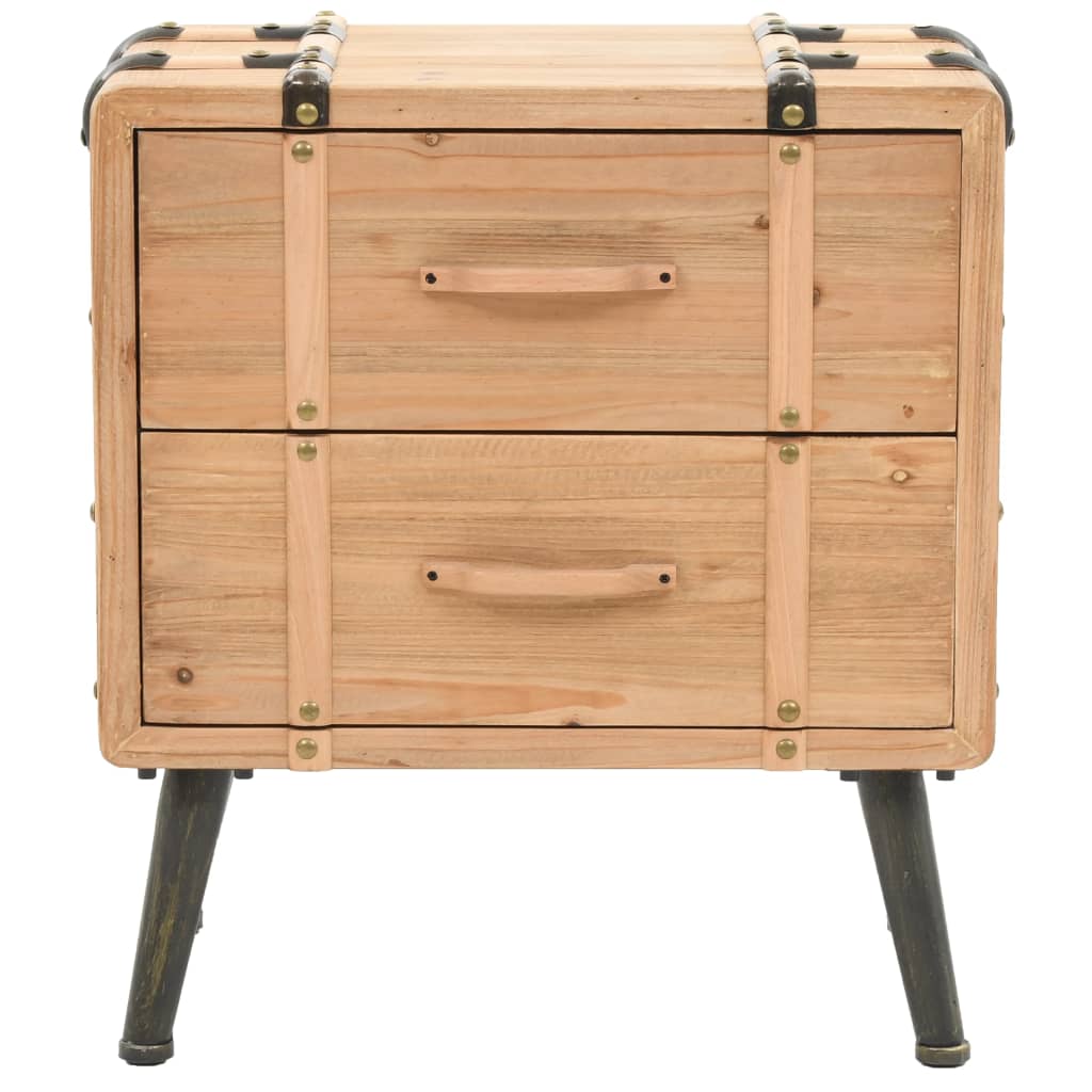 Bedside Cabinet Solid Fir Wood 50x35x57 cm - OLBRIT