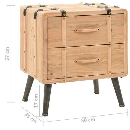 Bedside Cabinet Solid Fir Wood 50x35x57 cm - OLBRIT