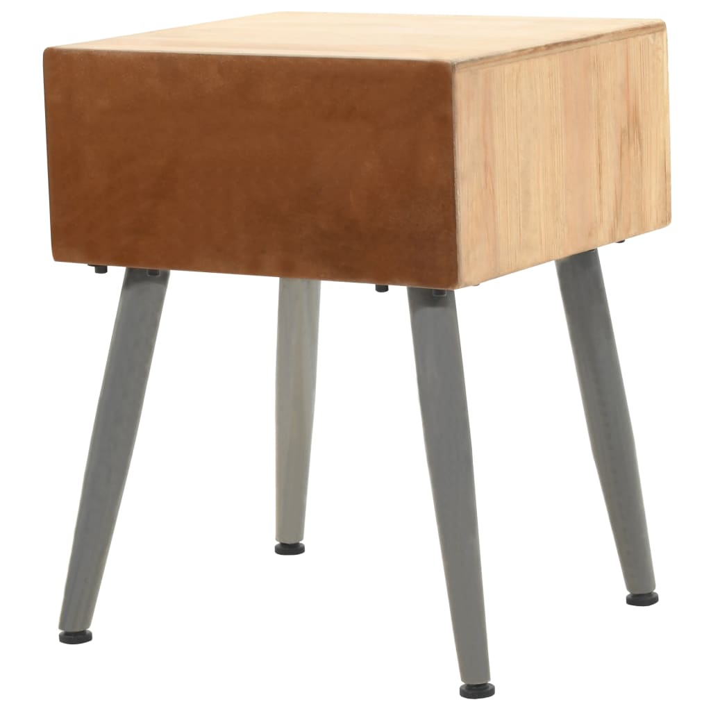 Bedside Table Solid Fir Wood 43x38x50 cm - OLBRIT