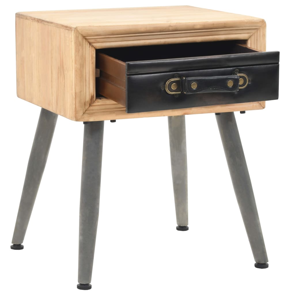 Bedside Table Solid Fir Wood 43x38x50 cm - OLBRIT