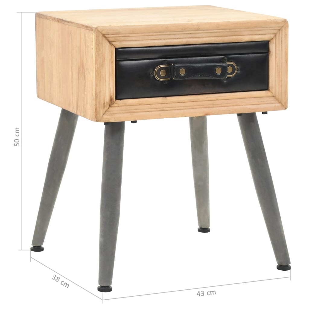 Bedside Table Solid Fir Wood 43x38x50 cm - OLBRIT