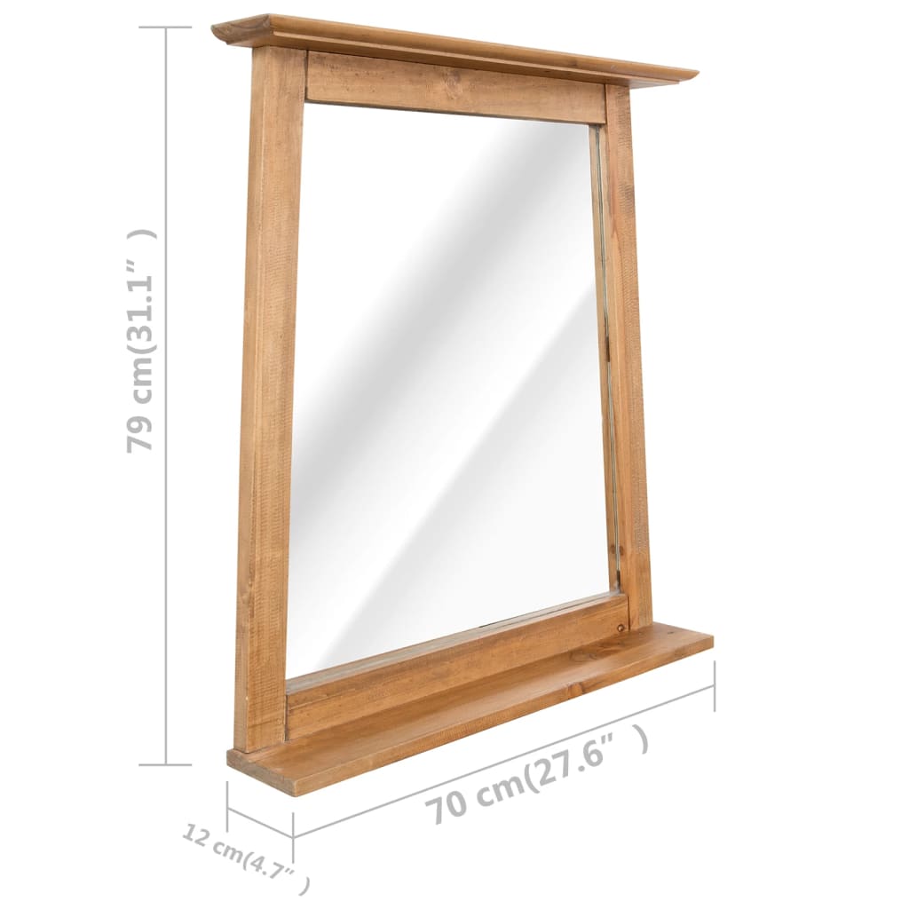 Bathroom Mirror Solid Pinewood 70x12x79 cm - OLBRIT